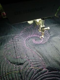 curved feather on black silk